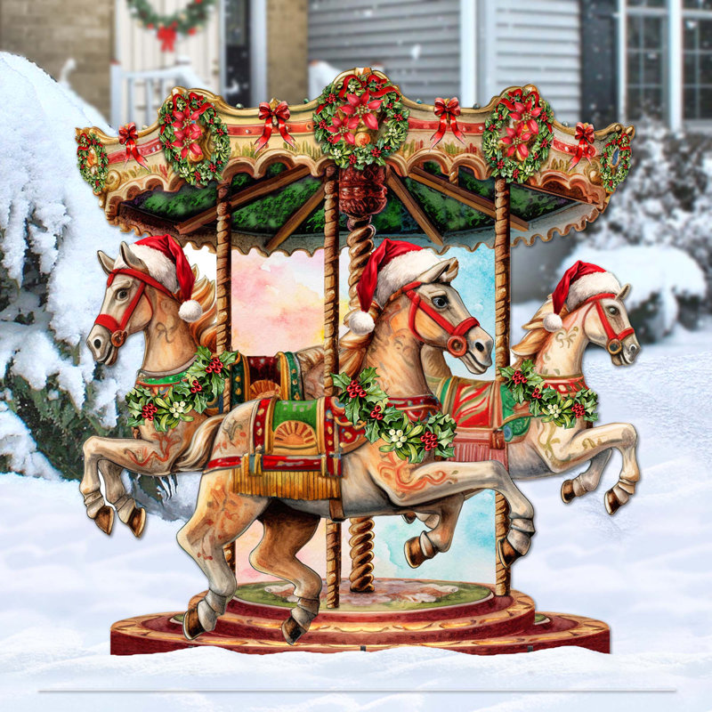 Sold Vintage Home for the Holidays Porcelain Reindeer Musical Carousel